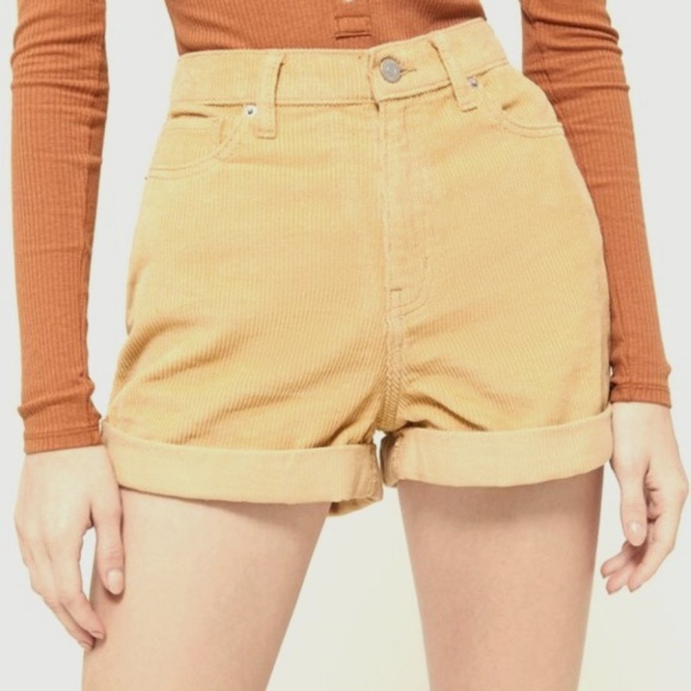 BDG Urban Outfitters Mustard Yellow/Tan Corduroy High-Rise Mom Shorts Size 25